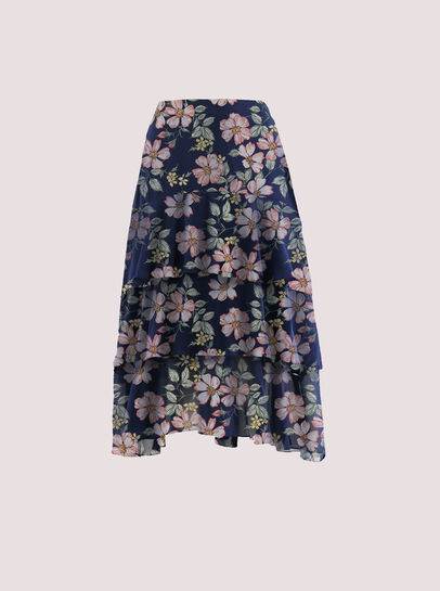 Floral Chiffon Midi Skirt