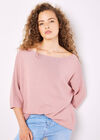 Stretch Knit Batwing Top, Pink, large