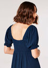 Tie Detail Milkmaid Midaxi Dress, Navy, large