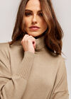 Roll Neck Knit Jumper Dress, Stone, large