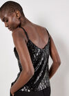 Sequin Embellished Camisole Top, Black, large