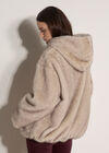 Soft Faux Fur Hooded Jacket, Grey, large
