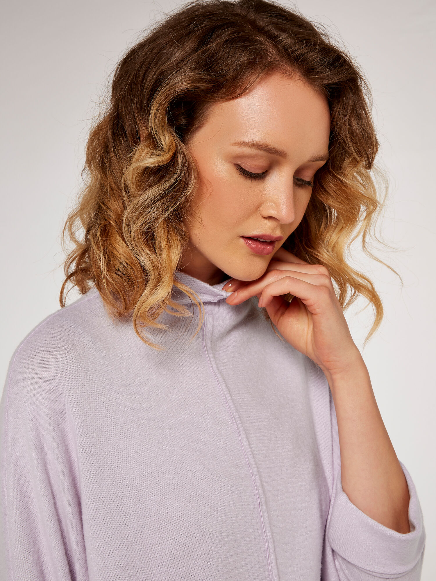 Soft Marl Mock Neck Top | Apricot UK