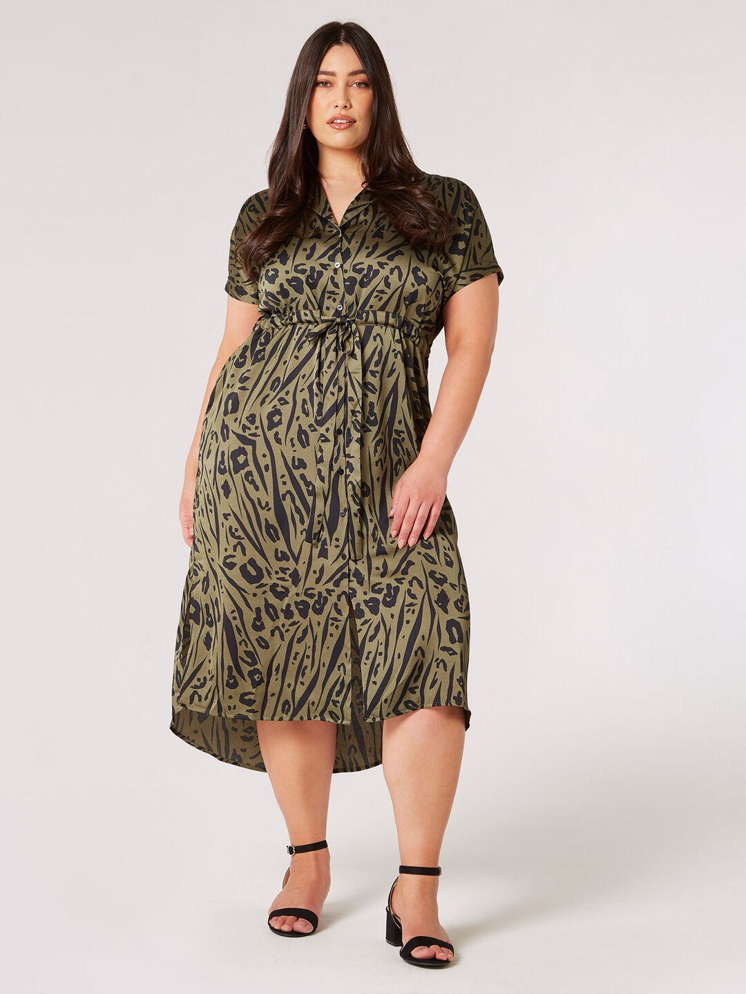 Image of Curve Animal Satin Midi Dress