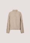 Chunky Cable Knit Cardigan, Stone, large