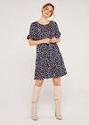 Spot Tiered Mini Dress, Navy, large