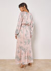Silhouette Floral Satin Shimmer Maxi Dress, Stone, large