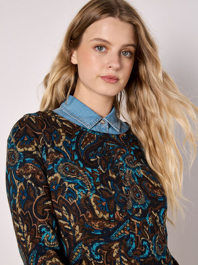 Jersey Knit Paisley Mini Dress