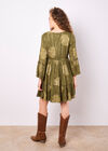 Paisley Shimmer Mini Dress, Khaki, large