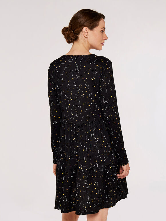 Constellation  Tier Dress, Black, large