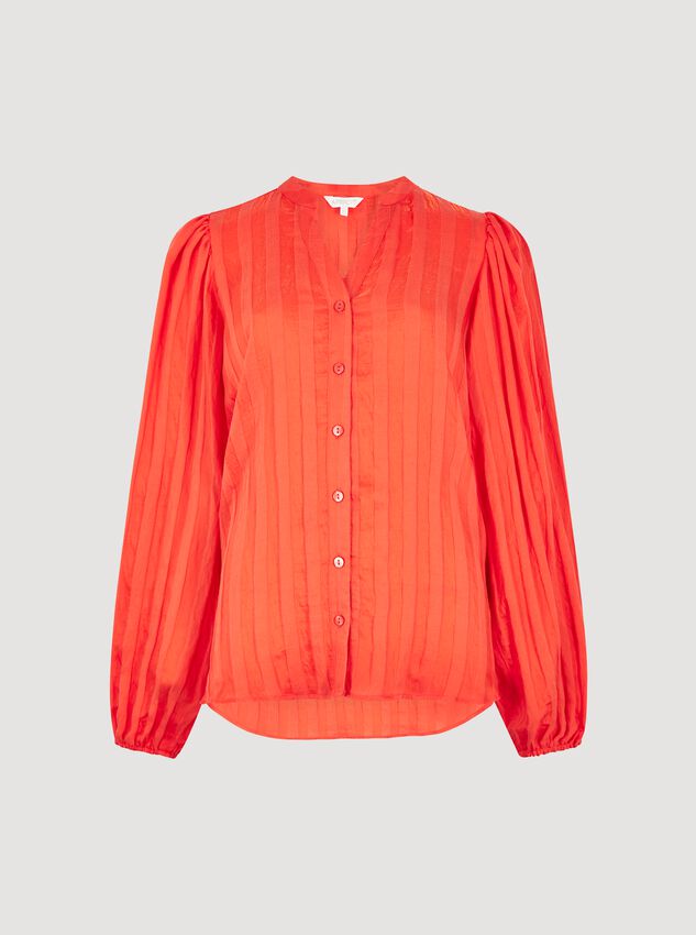 Self Stripe Shirt, Orange, large