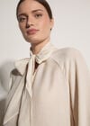 Crinkle Textured Bow Neck Blouse, Stone, large