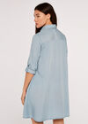 Denim Swing Shirt Mini Dress, Blue, large