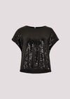 Sequin Crop T-Shirt, Black, large