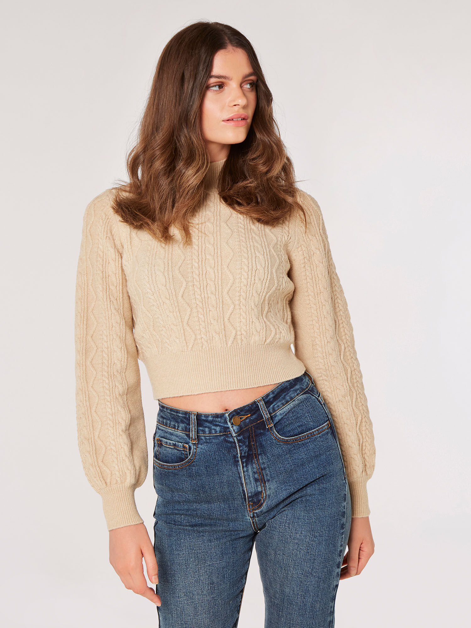 Cropped knit jumper deals