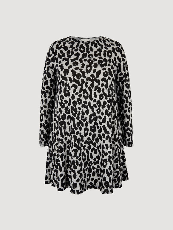 Curve Soft Touch Cheetah Mini Dress, Grey, large