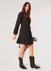 Twill Shirt Mini Dress, Black, large