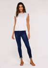 Cutwork Jersey Blouse, White, large