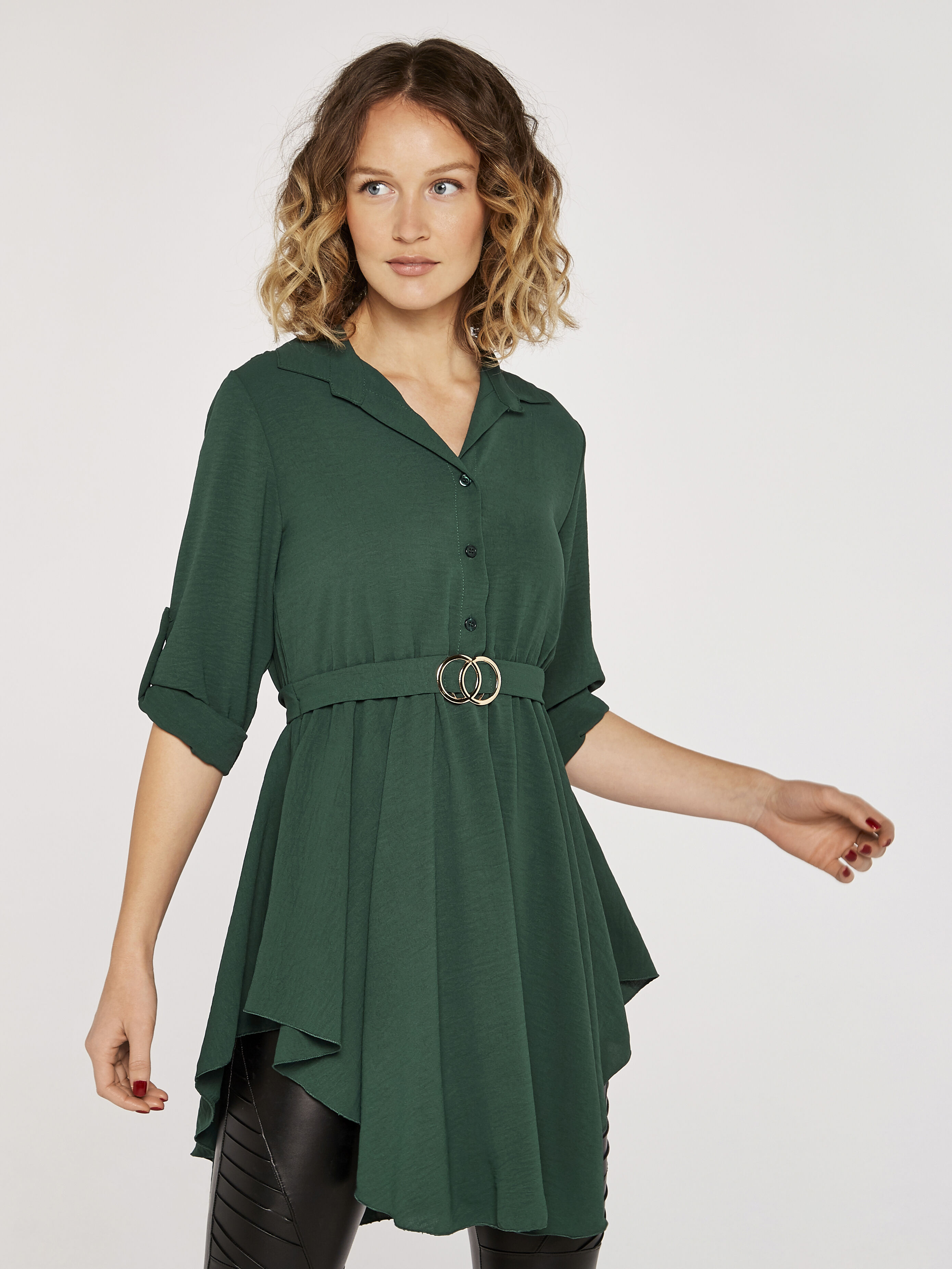 Apricot shirt dress top