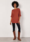 Soft-Touch Batwing Waffle Knit Top, Rust, large