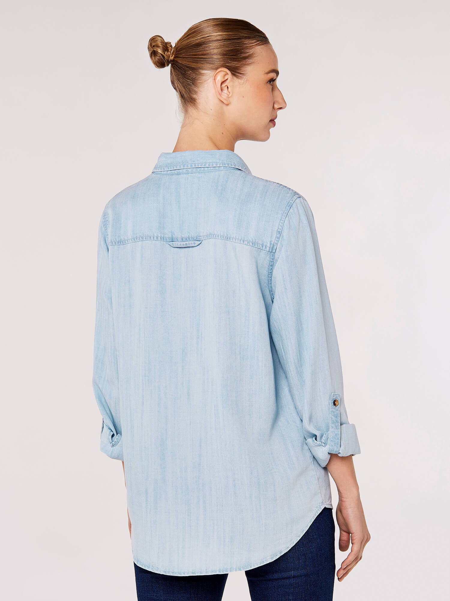 Light wash denim shirt womens store