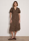 Polka Dot Ruffle Midi Dress, Brown, large