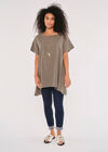 Slub Cotton High Low Tunic, Khaki, large