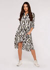 Zebra Oversized Shirt Mini Dress, Cream, large