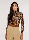 Swirl Funnel Neck Top, Rust, large