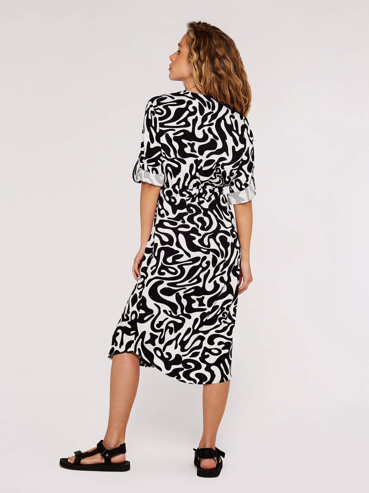 Drawstring shoulder shop midi dress