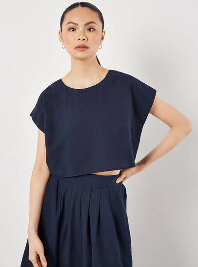 Woven Boxy Crop Top