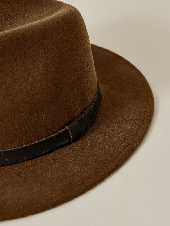 Wool Fedora, Brown, large