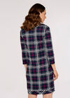 Checked Cowl Neck Dress, Navy, large