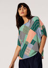 Geometric Patchwork Textured T-Shirt, Orange, large