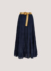 Tiered Maxi Skirt, Navy, large