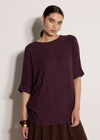 Soft-Touch Batwing Waffle Knit Top, Purple, large