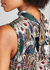 Green  Peacock Feather High Neck Top, Green, large