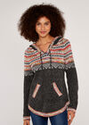 Aztec Knitted Hoodie, Grey, large