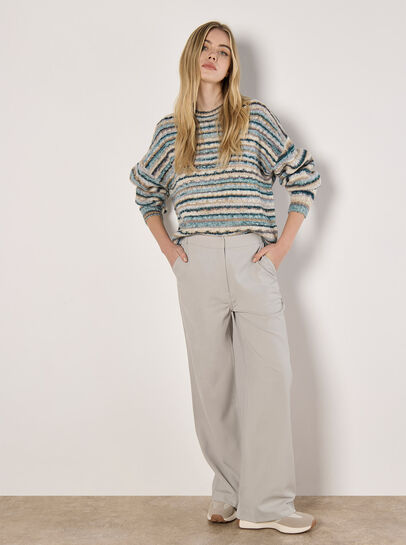 Multicoloured Stripe Aran Jumper