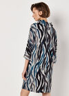 Zebra Soft Touch Cocoon Mini Dress, Teal, large