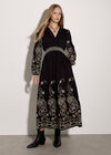 Paisley Embroidered Maxi Dress, Black, large