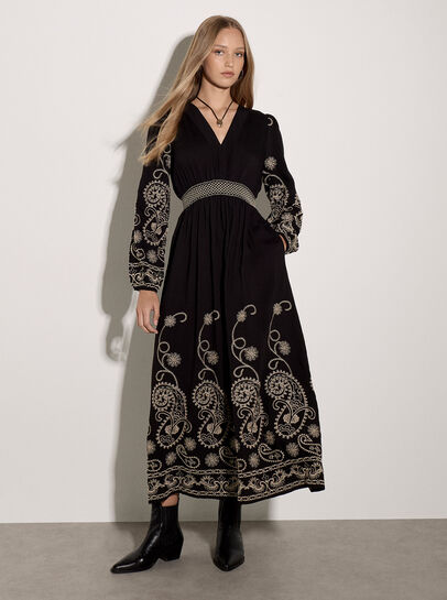 Paisley Embroidered Maxi Dress
