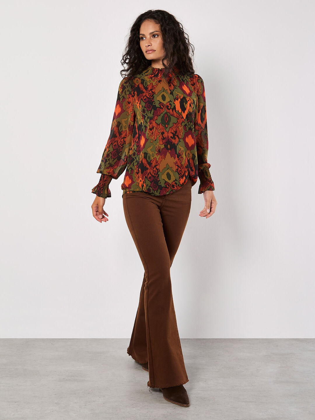 Image of Ikat Print Chiffon Blouse