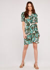 Tropical Leaf Wrap Dress, Green, large