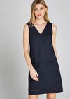 Lattice Edge Shift Dress, Navy, large