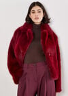 Faux Fur Short Coat, Burgundy, large