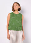 Floral Embroidered Shell Top, Green, large