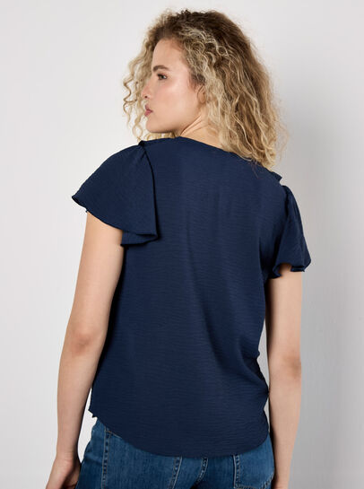 Ruffle Front Woven Top