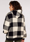Gingham Check Fleece Hoodie, Black, large