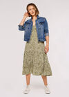 Daisy Print Tiered Midi Dress, Khaki, large